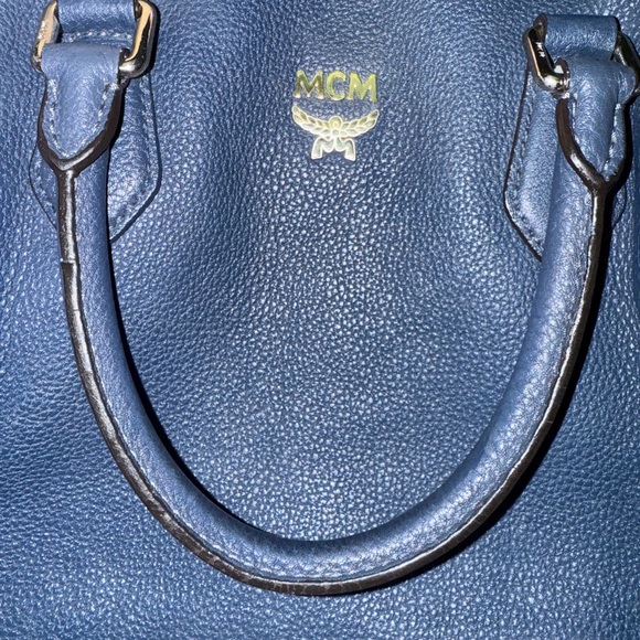 MCM Navy Leather Satchel - Picture 10 of 13